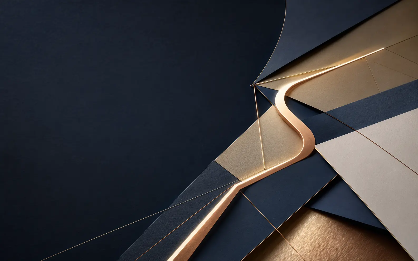 Abstract intersecting paths resolving into one clear route